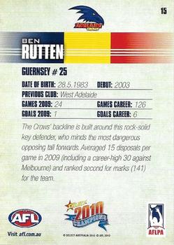 2010 Select AFL Champions #15 Ben Rutten Back
